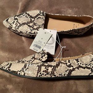 A New Day NEW Taupe / Micah Faux Snakeskin Pointed Toe Ballet Flats